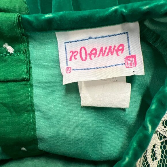 Vintage Roanna Girlie Girl Emerald Green Velvet Dress Jumper - Picture 6 of 8